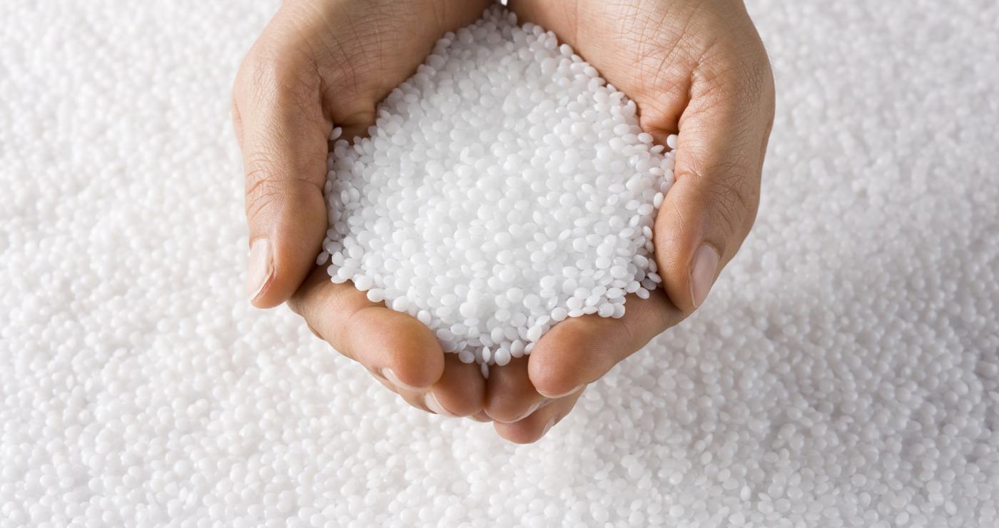 Expanded polystyrene beads before moulding